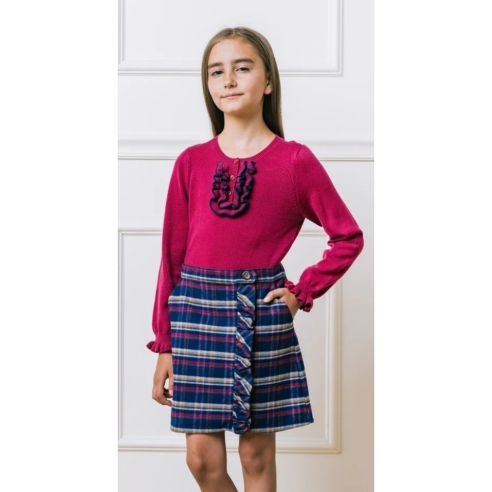NEW Hope & Henry Girls' Flannel Plaid Ruffle Skirt